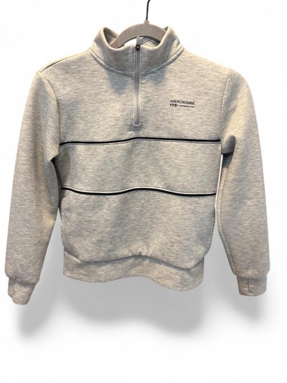 Boys Abercrombie & Fitch Heather Gray Half-Zip Pullover with Contrast Piping